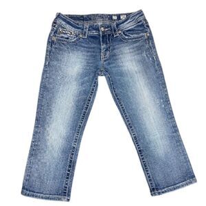 Miss Me Capri Jeans | Size 27x20.5 | Bling Pockets | Low Rise | Stretch| EUC